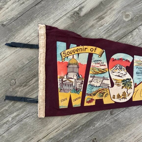 Vintage 1950s Washington Souvenir Pennant Flag - Picture 2 of 5